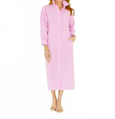 Caryn Lawn Libby Stripe Midi Dress In Pink
