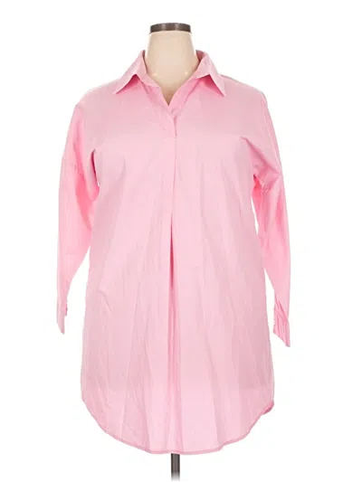 Pre-owned Caryn Lawn Long Sleeve Polo Shirt In Pink