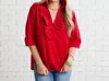 Caryn Lawn Maya Corduroy Top In Red In Red
