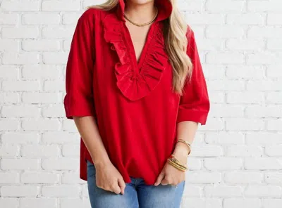 Caryn Lawn Maya Corduroy Top In Red