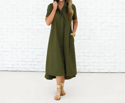 Caryn Lawn Millie Long Dress In Olive In Green