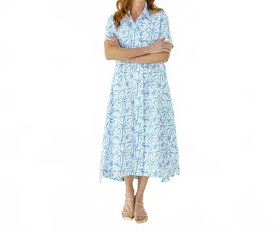 Caryn Lawn Millie Midi Dress In Blue Jungle In White