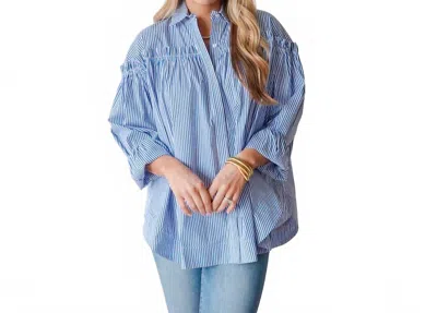 Caryn Lawn Miriam Top In Royal Stripe In Multi