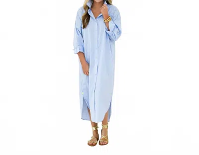 Caryn Lawn Piper Shirt Dress In Long Blue In Multi