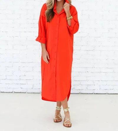 Caryn Lawn Piper Shirt Dress In Orange