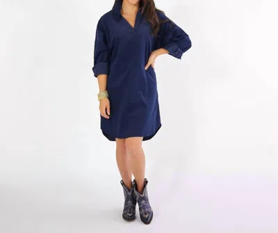 Caryn Lawn Preppy Dress In Corduroy Navy In Blue