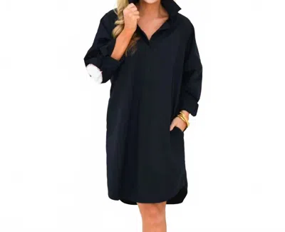 Caryn Lawn Preppy Heart Elbow Dress In Navy In Blue