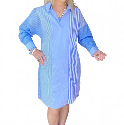 Caryn Lawn Preppy Patchwork Dress In Blue In Multi