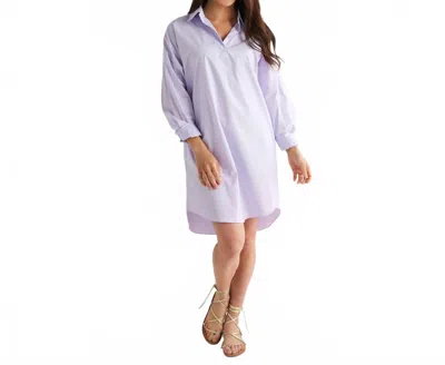 Caryn Lawn Preppy Star Elbow Dress In Lavender In Red