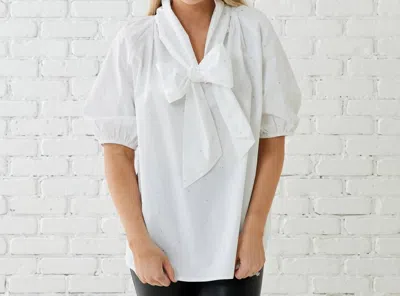 Caryn Lawn Ryan Bow Sparkle Top In White
