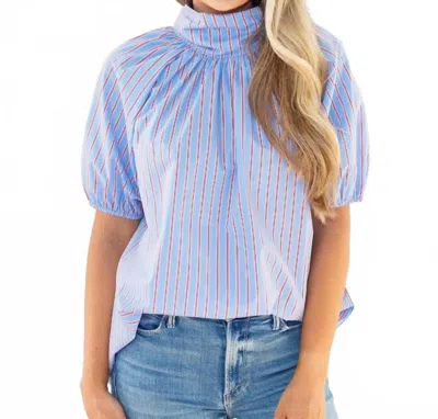 Caryn Lawn Ryan Bow Top In Blue Stripe