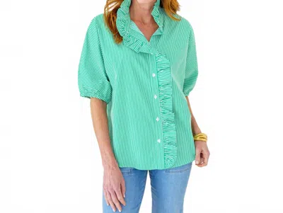 Caryn Lawn Sissy Stripe Top In Green