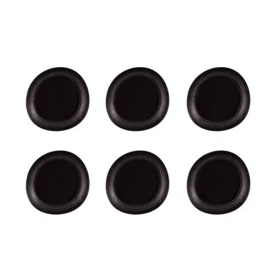 Casa Alegre Exuberant  - Pasta Plate/bowl, Set Of 6 In Black