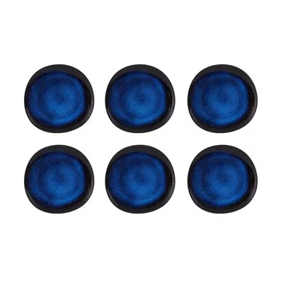 Casa Alegre Floral Scent - Dessert Plate, Set Of 6 In Bright Blue
