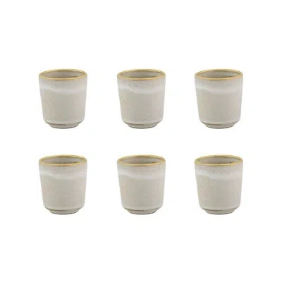 Casa Alegre Gold Stone Cup 3 oz White, Set Of 6