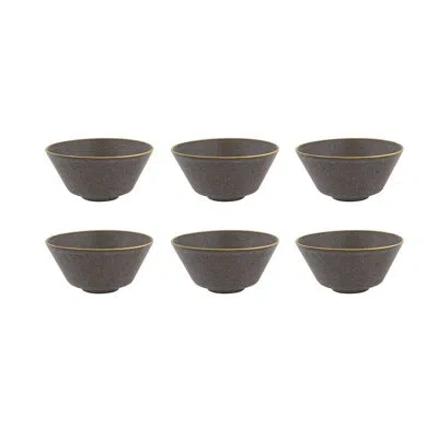 Casa Alegre Gold Stone - Individual Bowl Bronze, Set Of 6 In Brown