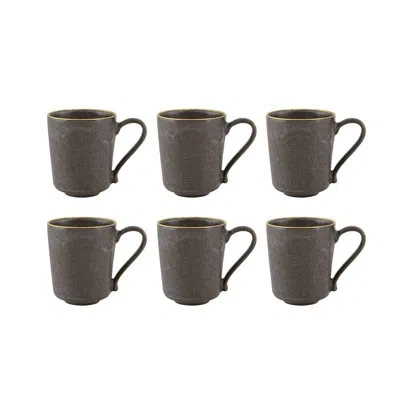 Casa Alegre Gold Stone Mug 11 oz Bronze, Set Of 6 In Brown