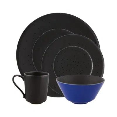 Casa Alegre Noir 16pc Set In Matte Black,lapis Lazuli