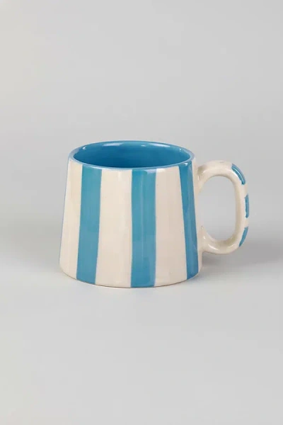 Casa Amarosa Ceramic Striped Coffee Mug Set In Aqua At Urban Outfitters
