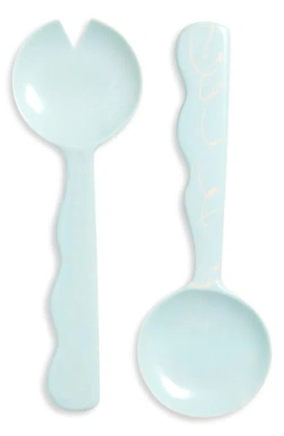 Casa Amarosa Set Of 2 Resin Salad Servers In Blue