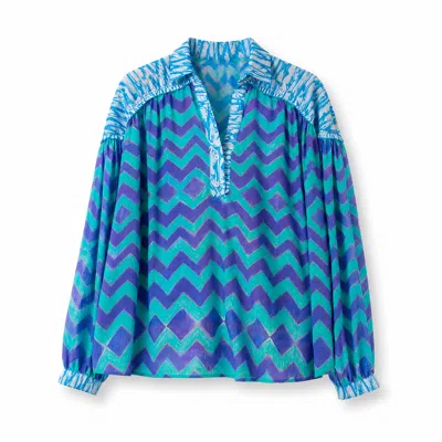 Casa Atelier By Ferdinando Fusco Women's Blue / White Poseidon Patch Shirt In Cotton In Multi
