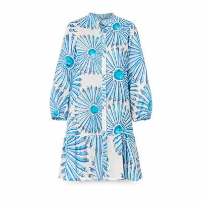 Casa Atelier By Ferdinando Fusco Women's White / Blue Anchovy Frou Frou Shirt In Linen In Multi