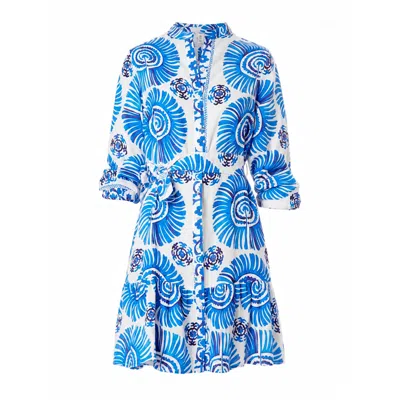 Casa Atelier By Ferdinando Fusco Women's White / Blue Bali Frou Frou Shirt In Linen In Multi