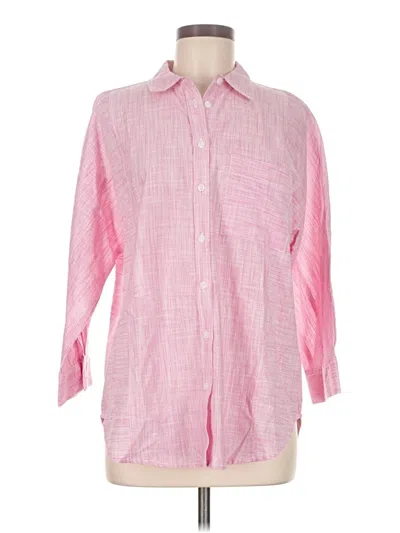 Pre-owned Casa Cabana 3/4 Sleeve Button Down Shirt In Pink