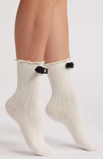 Casa Clara Bow Crew Socks In Ivory