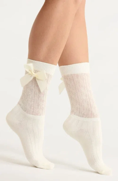 Casa Clara Bow Crew Socks In White