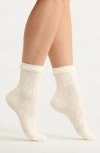 Casa Clara Cherry Print Cotton Crew Socks In Neutral