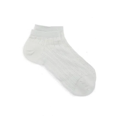 Casa Clara Colette Cotton Blend Pointelle Ankle Socks In White
