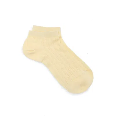 Casa Clara Colette Cotton Blend Pointelle Ankle Socks In Yellow