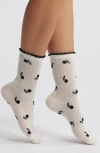 Casa Clara Daniella Waffle Crew Socks In White Bow