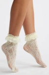 Casa Clara Evangeline Ruffle Lace Ankle Socks In White