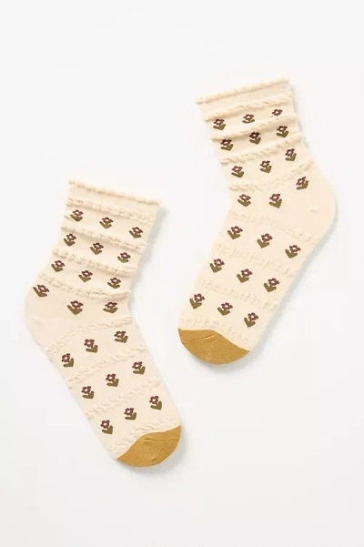 Casa Clara Print Crew Socks In White