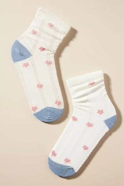 Casa Clara Floral Socks In White