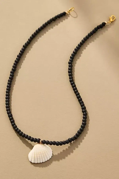 Casa Clara Hailee Pearl Shell Pendant Necklace In Black