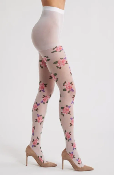 Casa Clara Harper Floral Tights In White