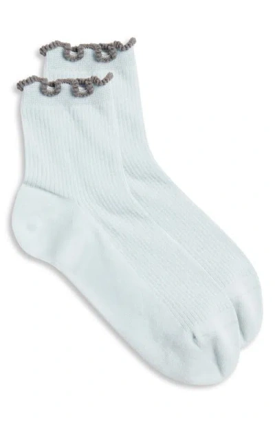 Casa Clara Indie Lettuce Edge Cotton Blend Quarter Socks In Blue