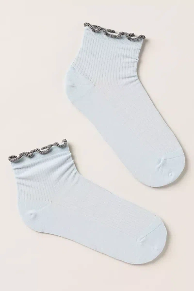Casa Clara Indie Ruffle Cuff Socks In Blue