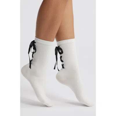 Casa Clara Kirra Ribbon Crew Socks In White