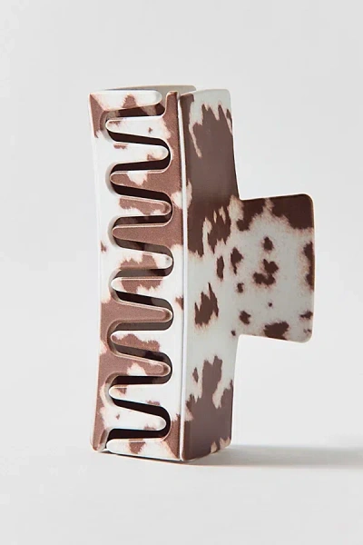 Casa Clara Lara Animal Print Claw Clip In Cow, Women's At Urban Outfitters In Brown