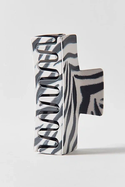 Casa Clara Lara Animal Print Claw Clip In Zebra, Women's At Urban Outfitters In Gray