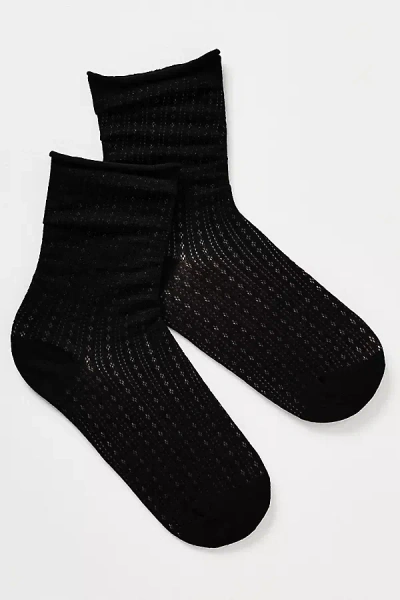 Casa Clara Laurel Pointelle Socks In Black