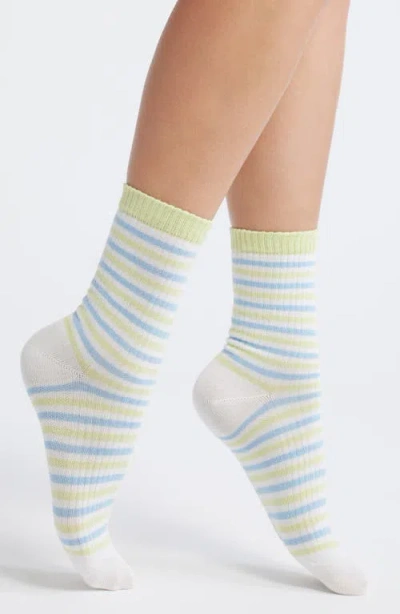 Casa Clara Lauren Stripe Rib Cotton Blend Crew Socks In Multi