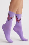 Casa Clara Mariposa Butterfly Crew Socks In Purple