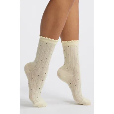 Casa Clara Martinique Cotton Blend Pointelle Crew Socks In Nude