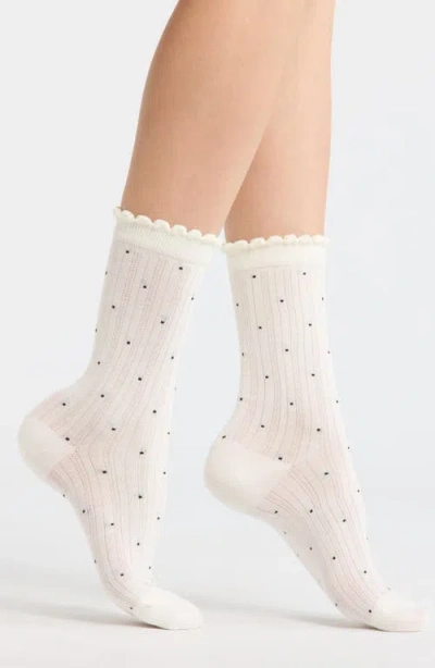 Casa Clara Martinique Polka Dot Crew Socks In White