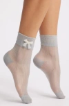 Casa Clara Mary Sheer Mesh Ankle Socks In Gray